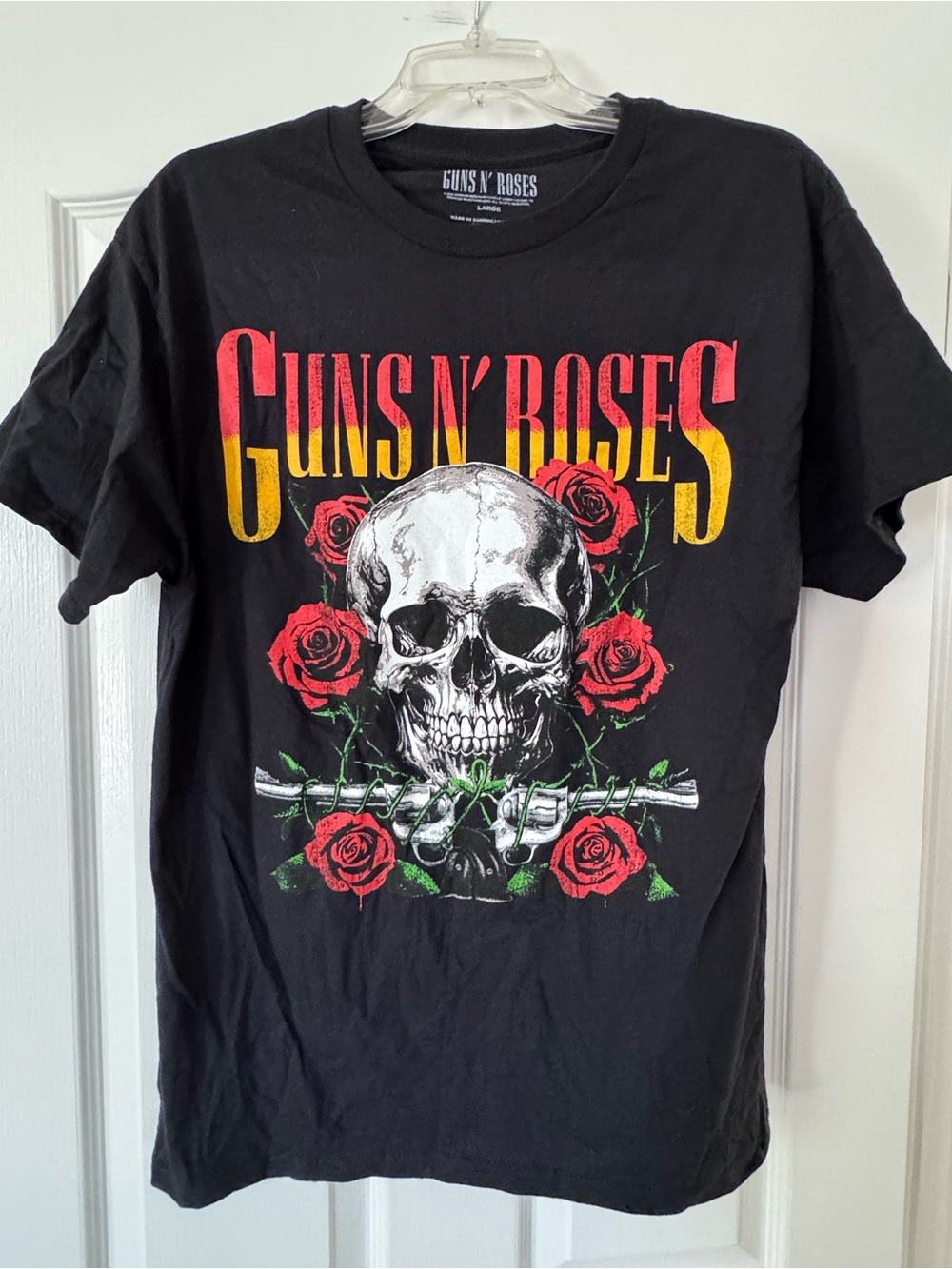 Guns N' Roses Tour 1987-88 Graphic Band Tee Skull Roses Black Shirt Large